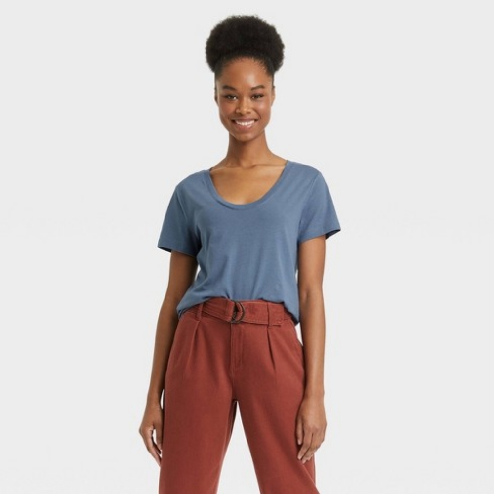 12. Two Women's Short Sleeve Slim Fit Scoop Neck T-Shirt - A New Day - Picture 3 of 6